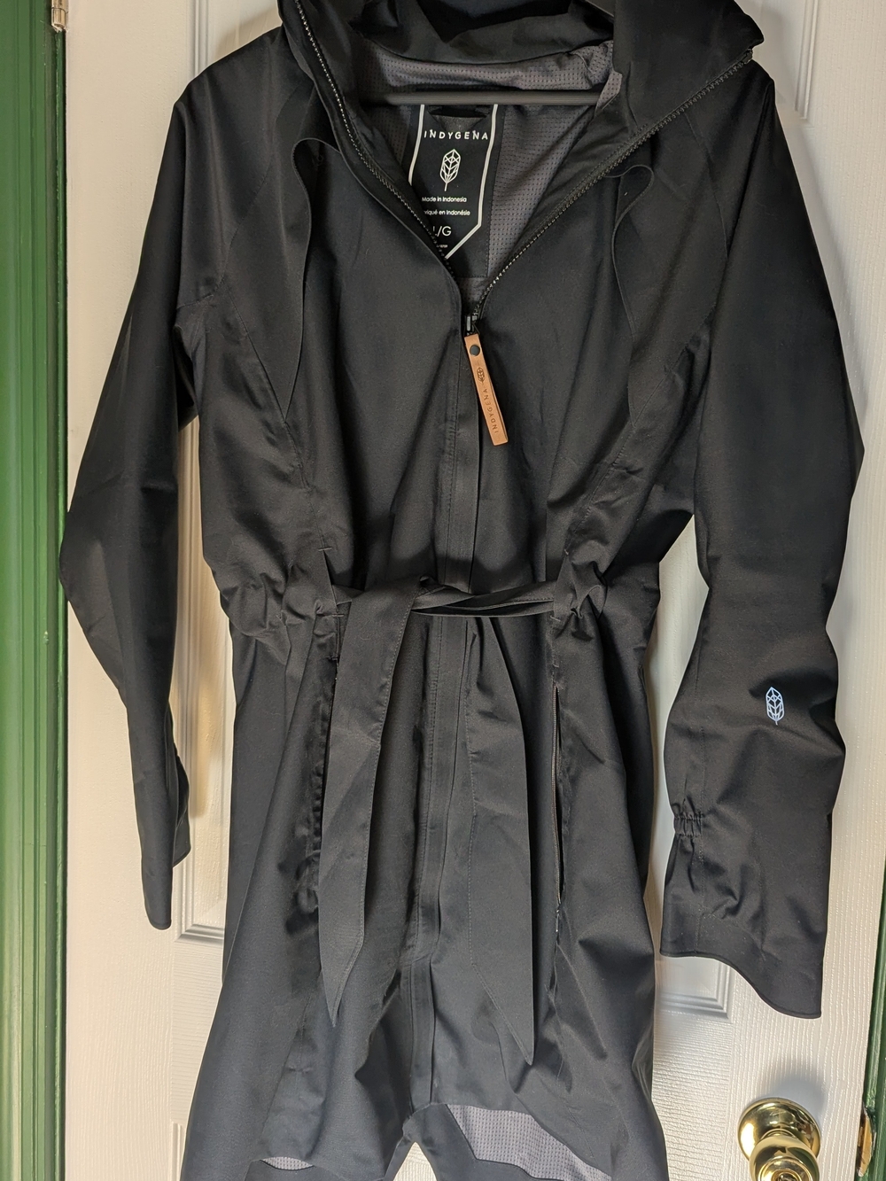 Indygena Women's Black Trench Coat with Hood